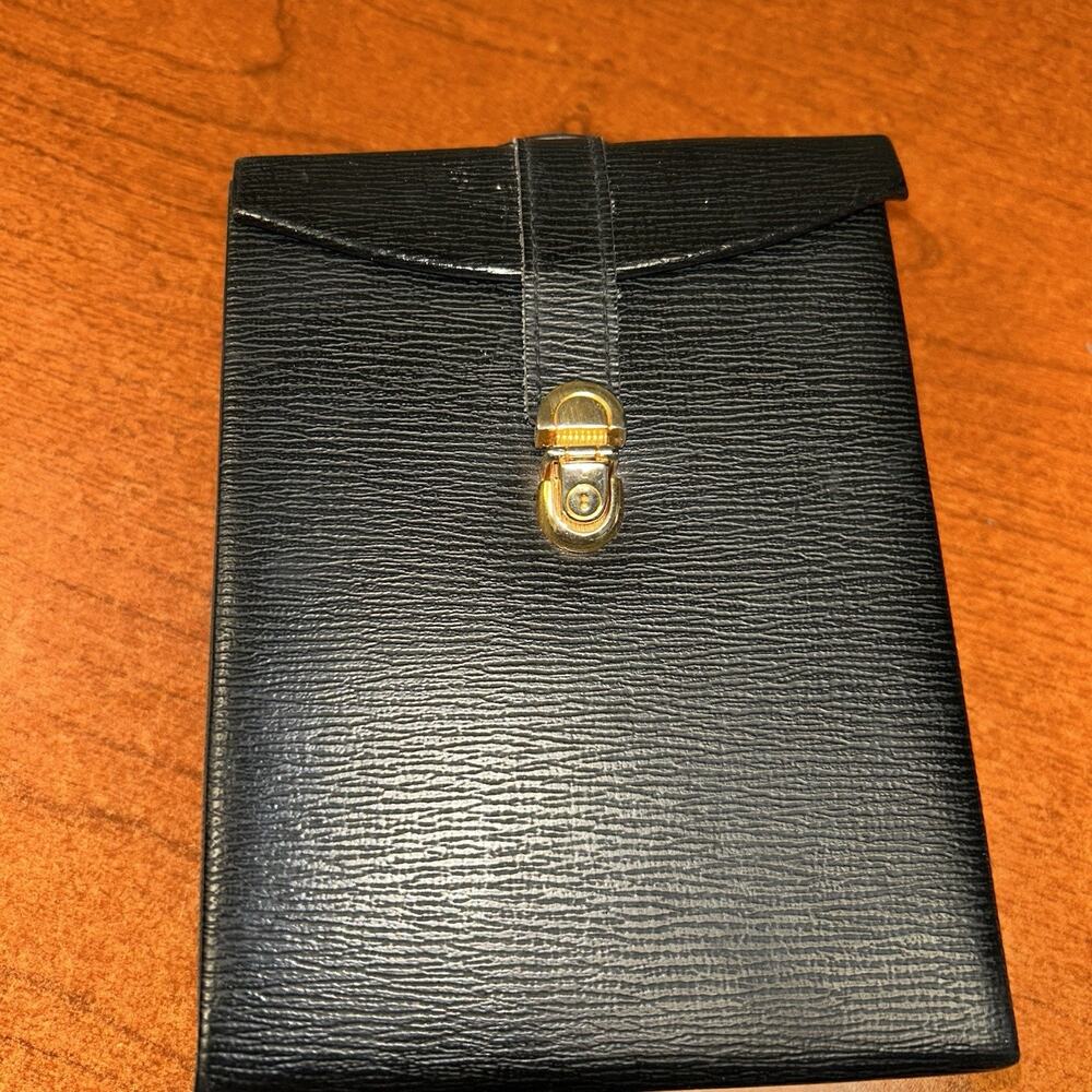 Wolf Designs Small Travel Jewelry Box Case Black Velvet Interior Vintage💍